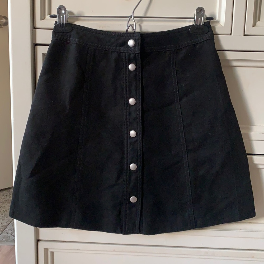 H&M A-line black button up skirt, size 2